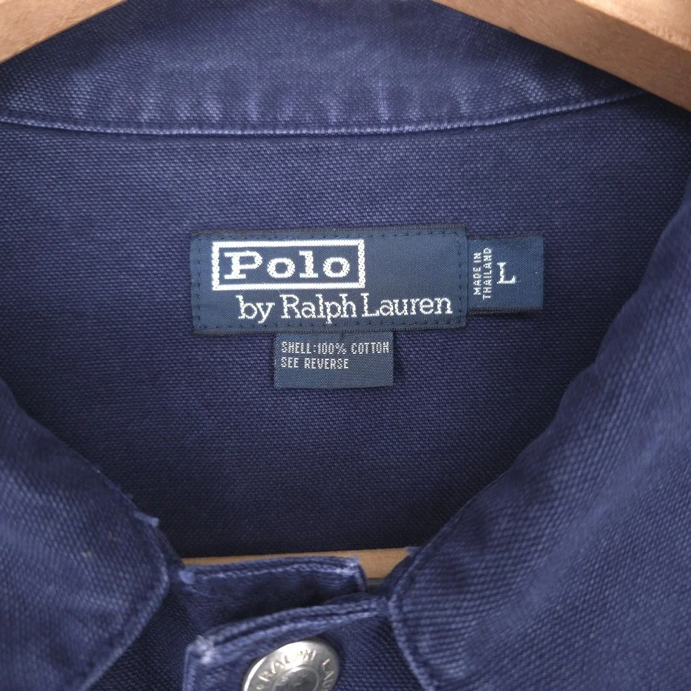 Vintage Polo Ralph Lauren Coat Mens Large Blue Fireman Clasp Canvas Nautical